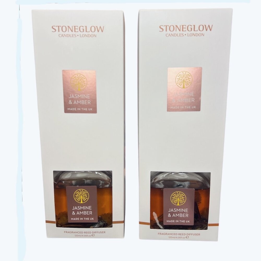 NEW 2x Stoneglow Candles Jasmine & Amber Fragranced Reed Diffuser - 4.06 fl oz
